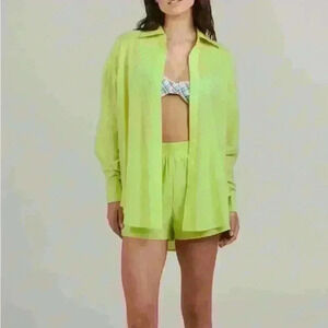 Charlie Holiday Anthropologie Yellow/Green Maple Shirt size S/4‎ NWT